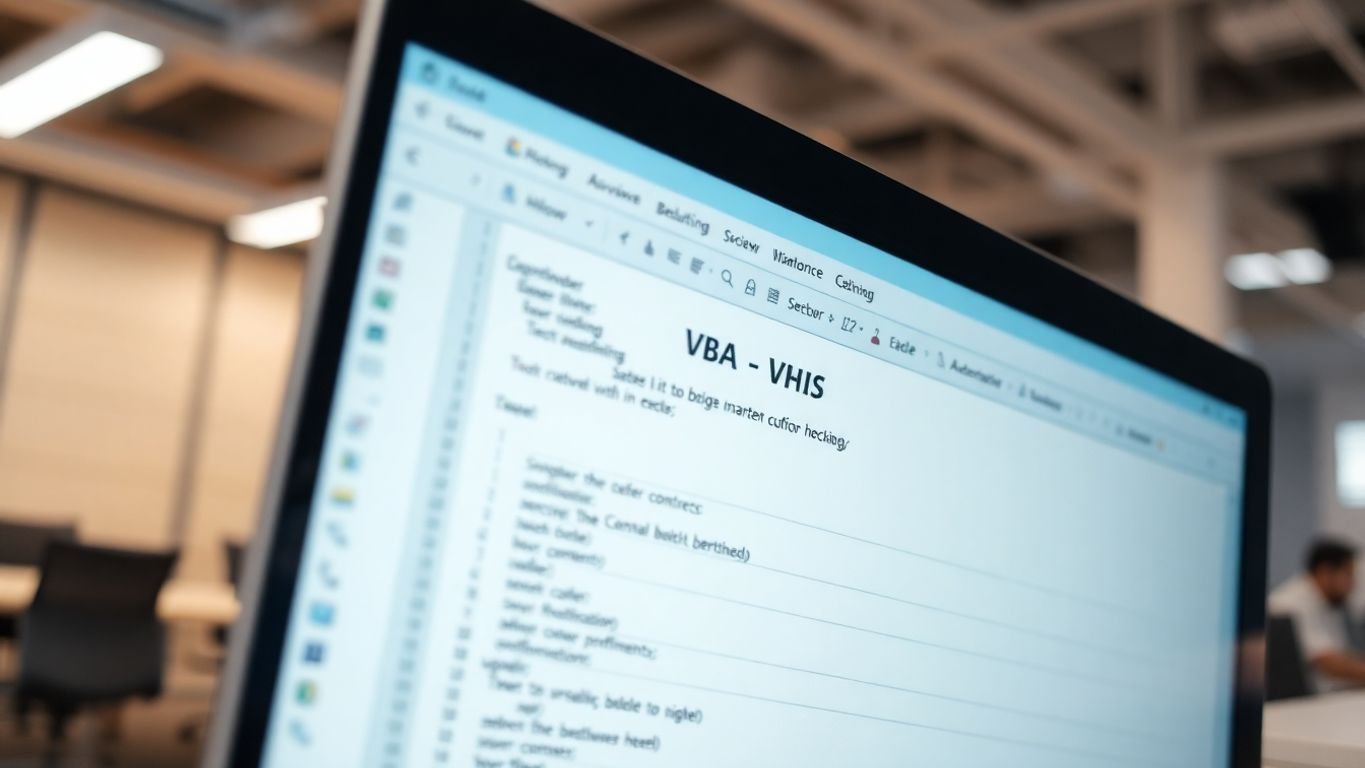 Tela de computador com código VBA em Excel.