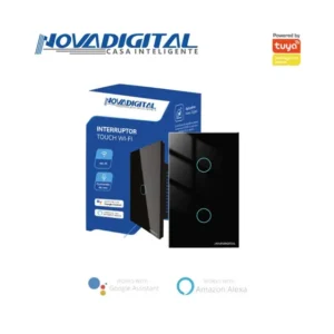 Interruptor inteligente Lite 2 botões touch Wi-Fi Preto Novadigital - NOVA DIGITAL